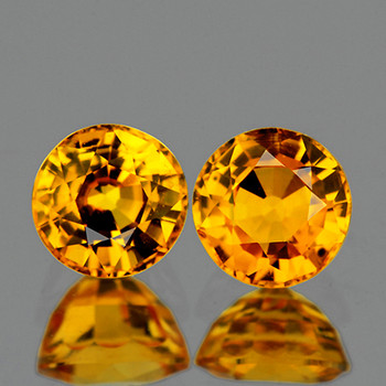 4.30 mm Round 2 pieces AAA Fire Sparkles Natural Intense Golden Yellow Sapphire [Flawless-VVS]-AAA Grade