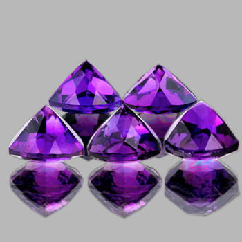 7.00 mm Trillion 5 pieces AAA Luster Natural Intense Purple Amethyst [Flawless-VVS]