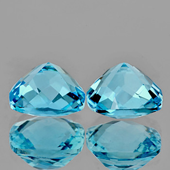 8.00 mm Cushion Checker 2 pcs AAA Fire Luster Natural Brilliant Sky Blue Topaz [Flawless-VVS]
