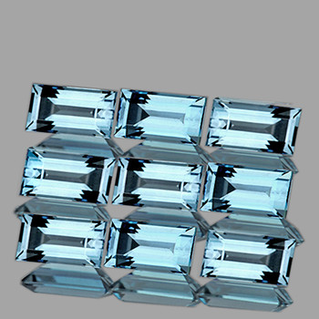 6x3 mm Baguette 9 pieces AAA Brilliant Luster Natural Sky Blue Topaz [Flawless-VVS]