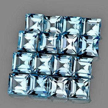 2.50 mm Square 25 pieces AAA Fire Luster Natural Sky Blue Topaz [IF-VVS]