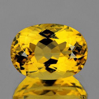 14.5x10.5 mm Oval 6.27ct Brilliant Luster Natural Intense Golden Yellow Beryl 'Heliodor' [Flawless-VVS]