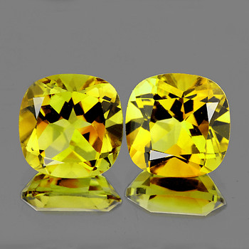 11.00 mm Cushion 2 pcs Top Luster Natural Mystic Yellow Topaz [Flawless-VVS]