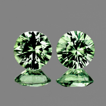 3.80 mm Round Machine Cut 2 pcs Lustrous Natural Ceylon Green Sapphire [Flawless-VVS]-AAA Grade