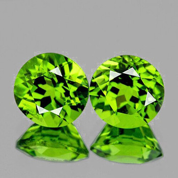 6.00 mm Round 2 pieces Natural AAA Fire Green Peridot [Flawless-VVS]