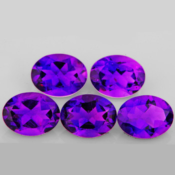 7x5 mm Oval 5 pieces AAA Fire Luster Natural Intense Purple Amethyst [Flawless-VVS]