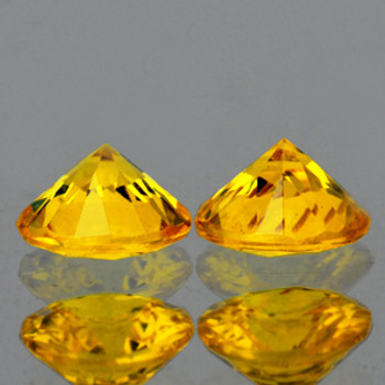 4.20 mm Round 2pcs AAA Fire Luster Natural Intense Yellow Sapphire [Flawless-VVS]-AAA Grade