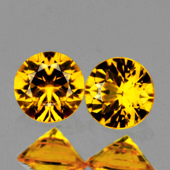 4.20 mm Round 2pcs AAA Fire Luster Natural Intense Yellow Sapphire [Flawless-VVS]-AAA Grade