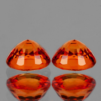 4.70 mm Round 2 piece AAA Fire Sparkles Natural Orange Sapphire [Flawless-VVS]