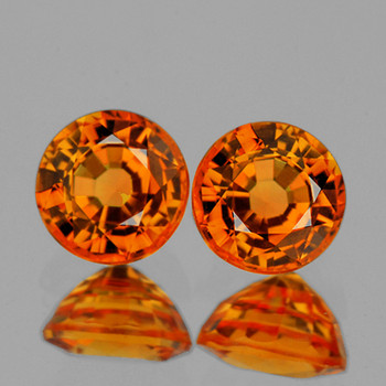 4.80 mm Round 2 pcs AAA Fire Sparkles Natural Sunset Orange Sapphire [Flawless-VVS]-AAA Grade