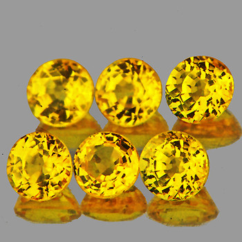 3.00 mm Round 6 pieces AAA Fire Natural Intense Yellow Sapphire [Flawless-VVS]-AAA Grade