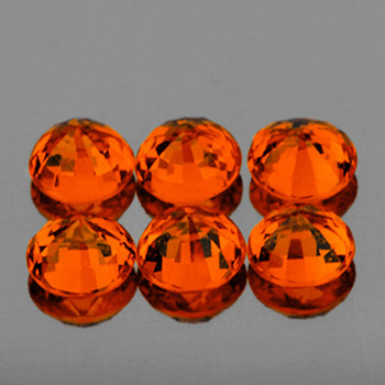3.00 mm Round 6 pcs AAA Luster Natural Brilliant Orange Sapphire [Flawless-VVS]