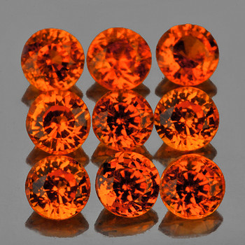 2.80 mm Round 9pcs AAA Fire Luster Natural Orange Sapphire [Flawless-VVS]