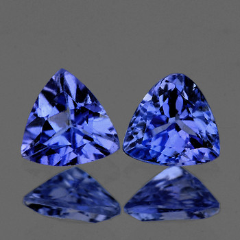 6.70 mm Trillion 2 pcs AAA Luster Natural Sparkling Blue Tanzanite [Flawless-VVS]