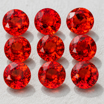 2.80 mm Round 9 pcs AAA Fire Luster Natural Orange Red Sapphire [Flawless-VVS]