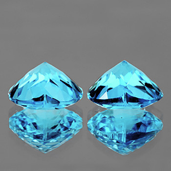 7.00 mm Heart 2 pieces AAA Luster Natural Intense Sky Blue Topaz [Flawless-VVS]
