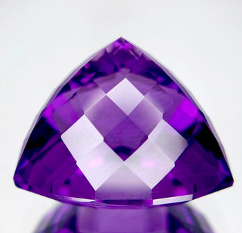 24.50 mm Trillion Fancy 46.71cts AAA Luster Natural Intense Purple Amethyst [Flawless-VVS]-Free Certificate