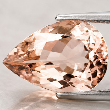13x9 mm Pear 2.93cts AAA Fire Luster Natural Intense Golden Pink Morganite [Flawless-VVS]