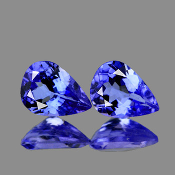8x6 mm Pear 2pcs AAA Luster Natural Brilliant Purple Blue Tanzanite [Flawless-VVS]