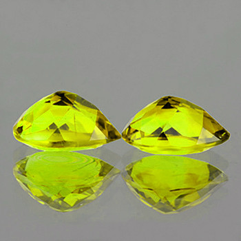 10x7 mm Pear 2 pieces AAA Top Fire Luster Natural Green Gold Lemon Quartz [Flawless-VVS]