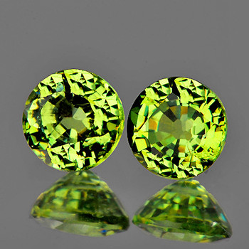 3.70 mm Round 2 pcs Rainbow Sparkles Natural Golden Green Demantoid Garnet [VVS]-Top Grade