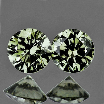 3.70 mm Round 2 pcs AAA Luster Natural Champagne Green Sapphire [Flawless-VVS]
