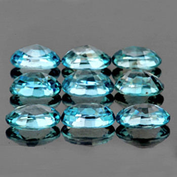 4x3 mm Oval 9 pieces Fire Luster Natural Seafoam Blue Zircon [Flawless-VVS]