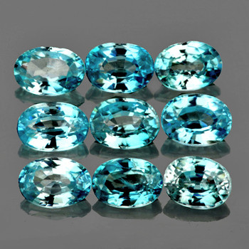 4x3 mm Oval 9 pieces Fire Luster Natural Seafoam Blue Zircon [Flawless-VVS]