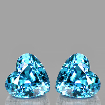 5.00 mm Heart 2 pcs AAA Fire Luster Natural Brilliant Seafoam Blue Zircon [Flawless-VVS]