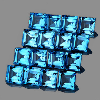 3.80 mm Square 16 pieces Fire Luster Natural Swiss Blue Topaz [Flawless-VVS]