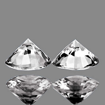 7.30 mm Round 2pcs AAA Fire Natural Diamond White Zircon [Flawless-VVS]-AAA Grade