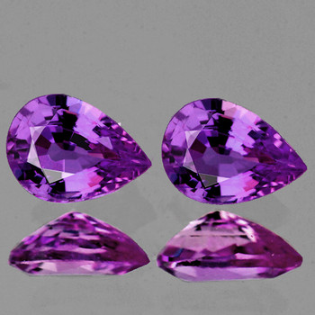 6x4 mm Pear 2pcs AAA Fire Luster Natural Brilliant Purple Sapphire [Flawless-VVS]-Top Grade