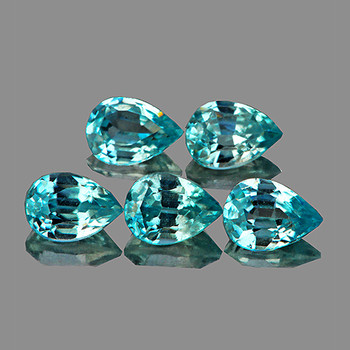 5.5x4 mm Pear 5 pieces Fire Luster Natural Seafoam Blue Zircon [Flawless-VVS]