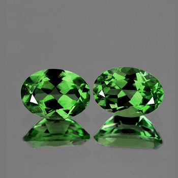 6x4 mm Oval 2pcs Sparkling Luster Natural Bright Green Tourmaline [VVS]