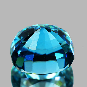 7.5x6.5 mm Oval 2.95cts Top Luster Natural Electric Blue Zircon [Flawless-VVS]