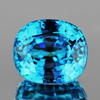 7.5x6.5 mm Oval 2.95cts Top Luster Natural Electric Blue Zircon [Flawless-VVS]