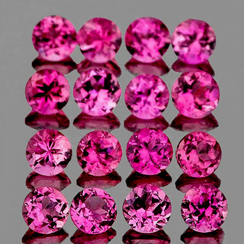 2.50 mm Round 16 pcs TopLuster Natural Intense Pink Tourmaline [Flawless-VVS]