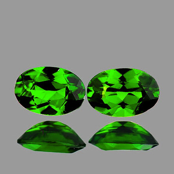 6x4 mm Oval 2 Pieces AAA Luster Unheated Natural Chrome Green Diopside [Flawless-VVS]-Best Color