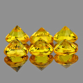 3.00 mm Round 6 pieces AAA Fire Natural Yellow Sapphire [Flawless-VV