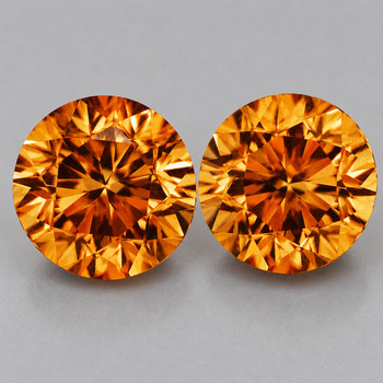 5.80 mm Round Diamond Cut 2pcs Natural Brilliant Imperial Yellow Zircon [Flawless-VVS]-AAA Grade