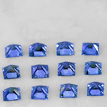 2.30 mm Square Princess 12 pieces Machine Cut Natural Ceylon Blue Sapphire [Flawless-VVS]