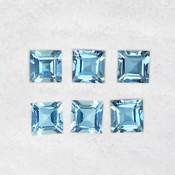 3.50 mm Square 6 pieces Sparkling Natural Blue Aquamarine [Flawless-VVS]