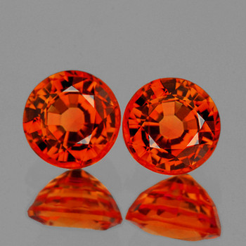4.50 mm Round 2 pieces AAA Luster Natural Intense Orange Sapphire [Flawless-VVS]