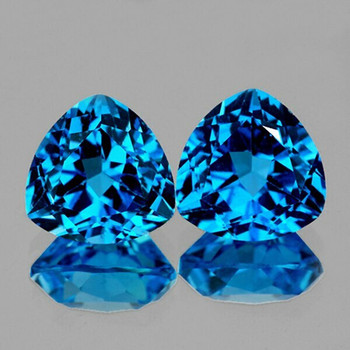 8.00 mm Trillion 2 pcs Top Fire Luster Natural Intense Swiss Blue Topaz [Flawless-VVS]