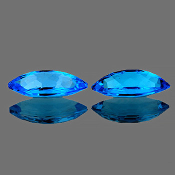 15x7 mm Marquise 2pcs AAA Fire Luster Natural Swiss Blue Topaz [Flawless-VVS]