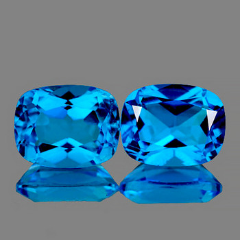 10x8 mm Cushion 2pcs AAA Luster Natural Swiss Blue Topaz [Flawless-VVS]