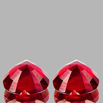 9.00 mm Heart 2 pieces AAA Fire Natural Top Intense Red Mozambique Ruby [VVS]- AAA Top Grade