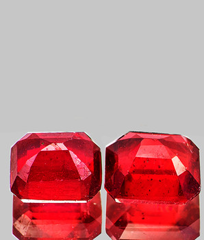 5.00 mm Octagon 2 pieces Top Luster Natural Top Intense Red Mozambique Ruby [VVS]-AAA Top Grade