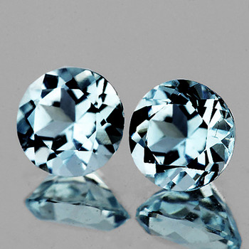 5.00 mm Round 2 pieces Superb Luster Natural Blue Aquamarine [Flawless-VVS]-AAA Grade