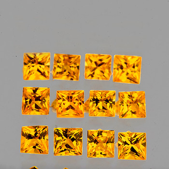 2.30 mm Square Princess 12 pcs AAA Fire Natural Orange-Yellow Sapphire [Flawless-VVS]